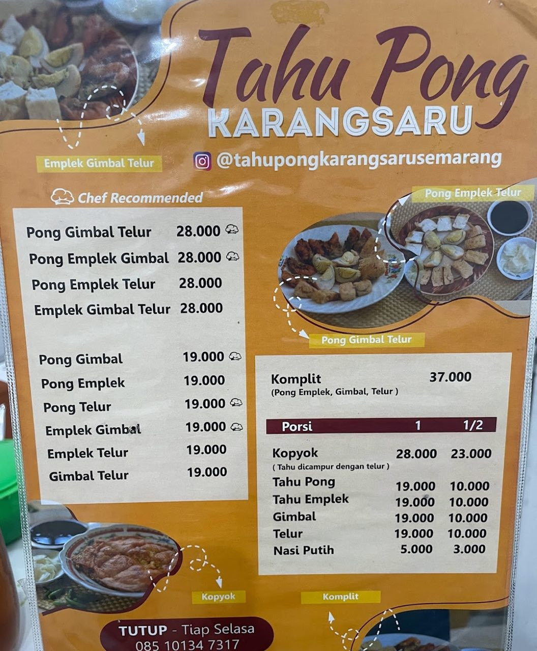 Menu Tahu Pong Karangsaru